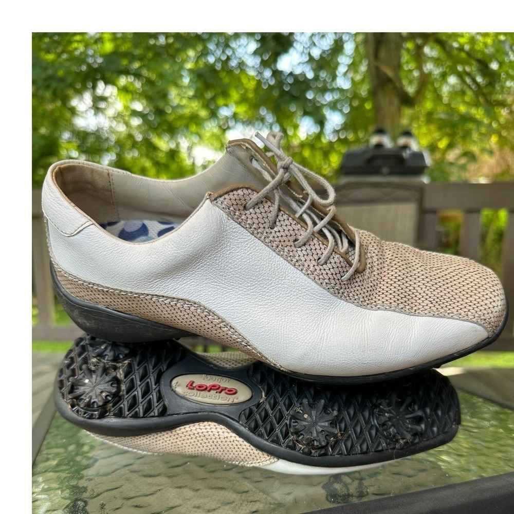 LoPro Stabilizer Golf Shoes Spiked White Beige Woman's Size 7M Nevillewood